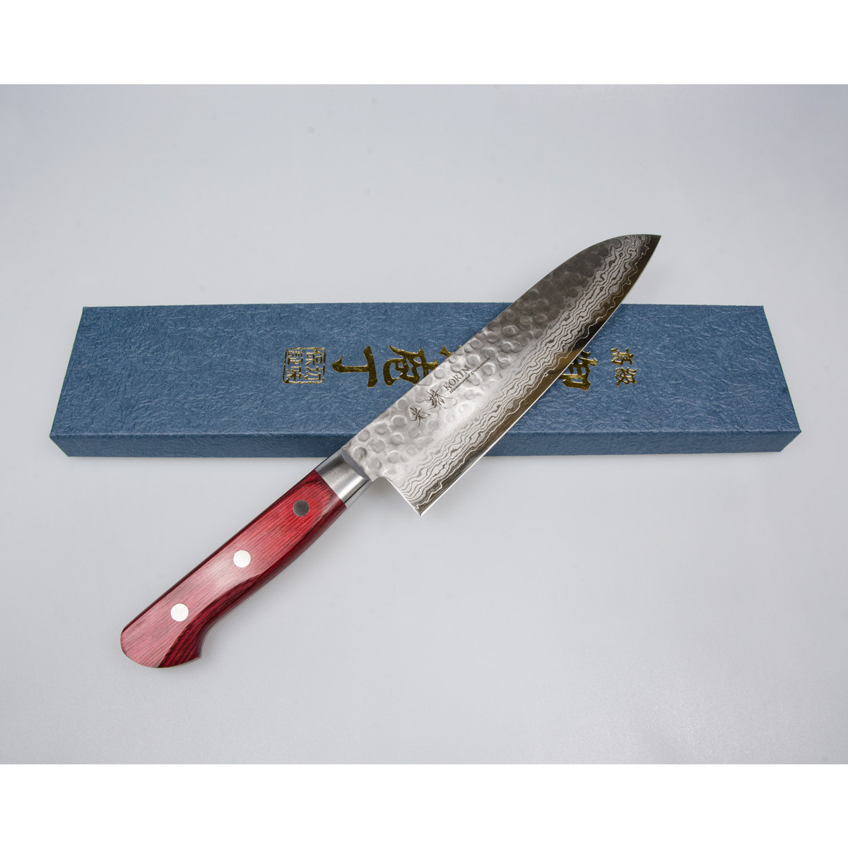 Cuchillo Japonés de Damasco Tsuchime Santoku de 18cm #HKR-TDSA-180